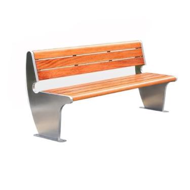 Imagem de ZzleoyuUUs-12 Banco de jardim ao ar livre banco de madeira duplo encosto de aço inoxidável pátio lazer banco de pátio (médio)