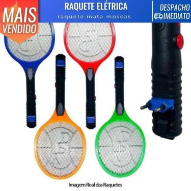 Imagem de Raquete Elétrica Recarregável Bivolt Mata Mosquito Mosca Pernilongo - 