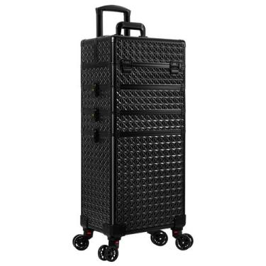 Imagem de Estojo de maquiagem AROUS 5 em 1 com rodas para viagem preto