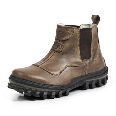 Imagem de Botina Tratorada Couro Legítimo Latego New Stop Boots- R35 - Marrom, 4