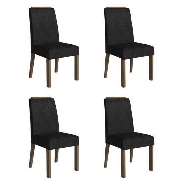 Imagem de Kit 4 Cadeiras de Jantar 4255 com Espaldar Rustic/Oxford Madesa