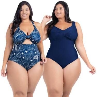 Imagem de Kit Maiô Plus Size Chapa Barriga Liso Estampado Com Bojo - HYPE MODAS,