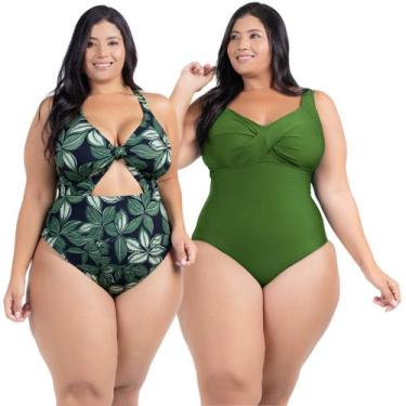 Imagem de Kit Maiô Plus Size Chapa Barriga Liso Estampado Com Bojo - HYPE MODAS,