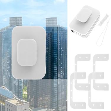 Imagem de FALESOUL Ferramenta magnética de limpador de para-brisa, limpador de vidro de dupla face, limpador de para-brisa magnético para carro de arranha-céus com corda antiqueda (vidro de 0,8 a 1,5 cm)