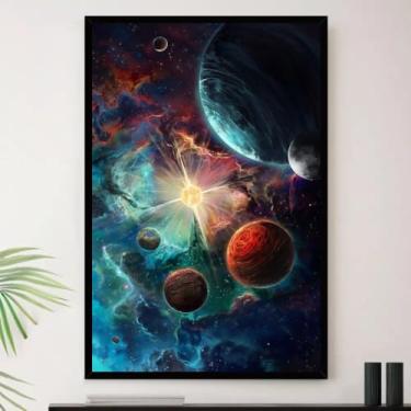 Imagem de Genérico, Quadro Galaxia Planetas Sistema Solar Decorativo A4 23x33cm