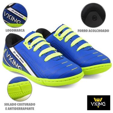 Imagem de Tênis Futsal Infantil Vking  Azul Verde Limão do 26 ao 33, 29, Azul ve