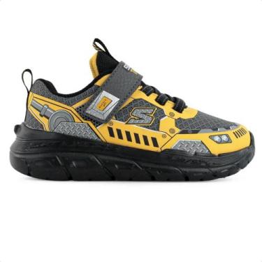 Imagem de Tênis Skechers Tracks Infantil, Chumbo, Amarelo, 21