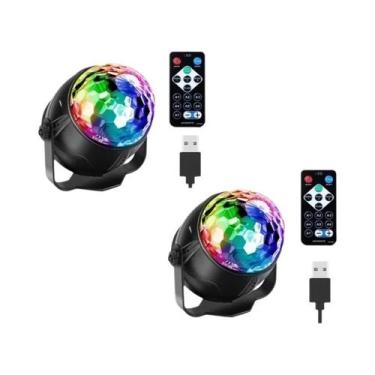 Imagem de Luz Disco LED RGB Rotativa Bola DJ Estroboscópica Controle Remoto Cont
