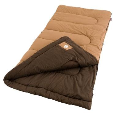 Imagem de Coleman Saco de dormir Dunnock Big 'n Tall de 6,7 °C, saco de dormir para clima frio serve para adultos de até 1,8 m e 10 cm, lavável na máquina, forro de flanela