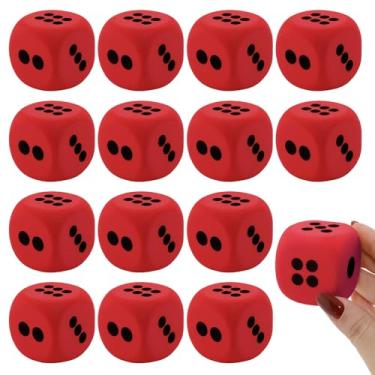 Imagem de 12 Pieces EVA Foam Dice 1.5 Inches Big Dice with Number Dots for Christmas Game Math Classroom Party Favors Bag Stuffers (Red)