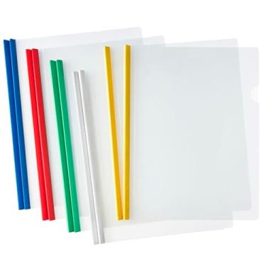 Imagem de JOERSH 40 capas de relatório transparentes com barra deslizante, protetor de papel para fichário de plástico com capacidade para 40 folhas, pastas de relatório com capa transparente para retomar