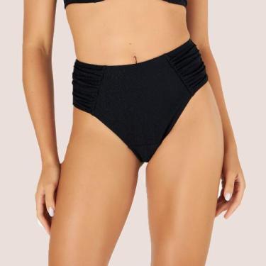 Imagem de Calcinha Biquíni Drapee Fio Dental Banho de Mar, Preto