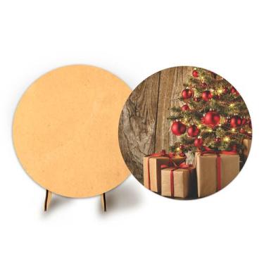 Imagem de Painel Redondo C Elastico 50cm Natal e Suporte MDF - Fadrix, NAT108
