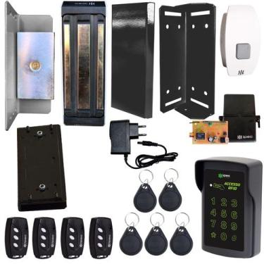 Imagem de Fechadura Magnética 150kg Porta Vidro Blindex Controles Teclado Rfid T