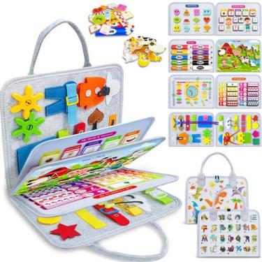 Imagem de Brinquedo Montessori Busy Board Exorany para 1-4 anos com 8 páginas