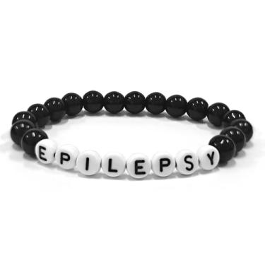 Imagem de COMTRUDE Pulseiras de alerta médico para mulheres, pulseira de identificação médica para homens, pingente personalizado, etiqueta de joias, pulseira de acrílico com contas obsidiana, presente para
