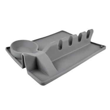 Imagem de Apoio De Silicone Para Colher De Cozinha | Organizador De Escovas De Cozinha - Suporte Para Utensílios De Fogão Com Base De Gotejamento,Para Espátula Pinças Pegas Pincel Cozinheiros E