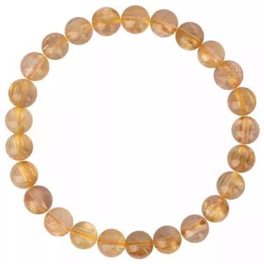 Imagem de Pulseira de miçangas de quartzo rutilado dourado natural de 6 mm para mulheres