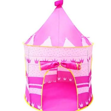 Imagem de Genérico Barraca Infantil Castelo de Princesa, Rosa, Tenda de Brincar Portátil com Decoração de Coroas, Dobrável para Meninas