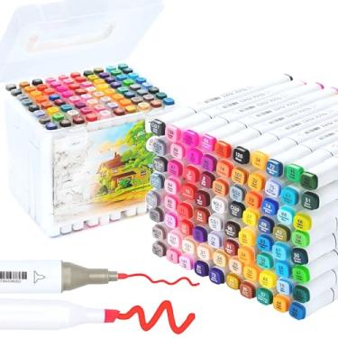 Imagem de Conjunto De Marcadores Para Colorir A Base De Alcool 80 Cores, Canetinha Ponta Dupla Para Adultos E Crinças, Marcador Touch Markers, Marcadores Brancos Com Ponta Chanfrada E Fina (80 cores)