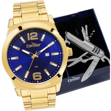 Imagem de Relógio Condor Masculino Dourado Fundo Azul CO2115MXT/K4A