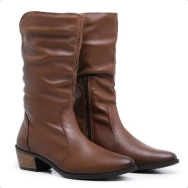 Imagem de Bota Feminina Cano Alto Sanfonada Couro Original 3900 Julia-Feminino