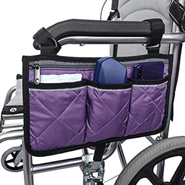 Imagem de YYBOES Bolsa lateral para cadeira de rodas, bolsa de apoio de braço, organizador de bolso, bolsas para caminhantes, suporte de telefone, scooter, cadeira de rodas, bolsa de scooter elétrica, serve