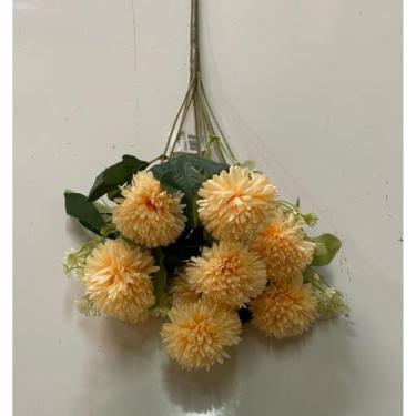 Imagem de Galho de Cravo Artificial com 9 Flores | Arranjo Decorativo de Tecido para Vaso(Chá,Kit com 4)