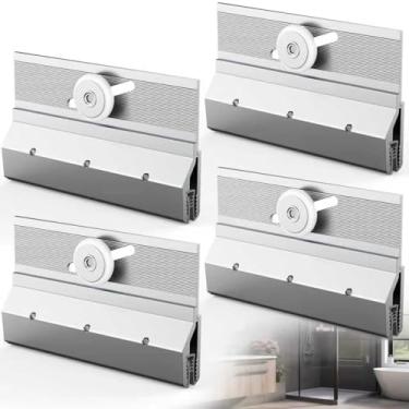 Imagem de 4 peças de rolos de porta de chuveiro sem moldura M6053, conjunto de suporte superior de roda de plástico redondo de 1,9 cm, alumínio extrudado com acabamento cromado, rolamentos de esferas para porta