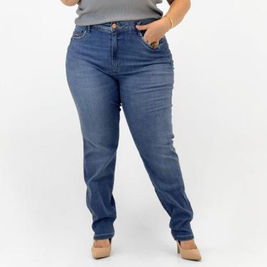 Imagem de Calça Detox Jeans Reta Plus Size Barriga Negativa Feminina-Feminino