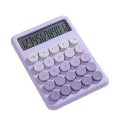 Imagem de Calculadora de Mesa 12 Dígitos Tela LCD Grande Botão Redondo Design Gradiente Bonito Operação Silenciosa ABS para Escrit