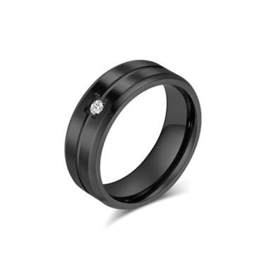 Imagem de YIFSIY Alianças de casamento de 8 mm para homens e mulheres, banhado a ouro 18K branco/amarelo/preto com zircônia cúbica, anel de presente de joia tamanho 7-12, Banhado a ouro, Zircônia cúbica