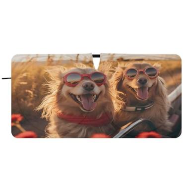 Imagem de CEBUGI Guarda-sol dobrável para para-brisas de carro Golden Retrievers em óculos de janela de carro Guarda-chuva Para-brisa dianteiro para-sol para acessórios de carro bloqueador solar refletivo de
