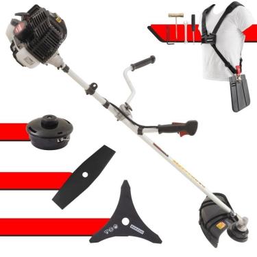 Imagem de Roçadeira Profissional Lateral Kawashima Kw43le À Gasolina 43cc 1,7hp Com Faca 3 Pontas + Faca 2 Pontas Duraline 330mm