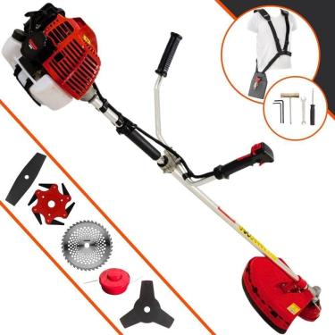 Imagem de Roçadeira Profissional Lateral Kawashima Kw52l À Gasolina 52c 2,5hp + Faca 2 Pontas 330mm + Faca 40 Dentes 255mm + Faca