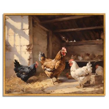 Imagem de Imagens de animais de fazenda arte moderna de parede de galinha pôster retrô pintura rústica de galo impressões de animais imagens de galo de fazenda vintage arte de parede de galinha arte country 20