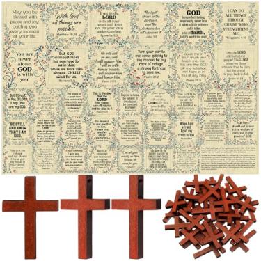 Imagem de Painel de colcha de oração de bolso, quadrados com pequenas cruzes de madeira, mini escritura, faça você mesmo, colcha de oração de bolso para amigos, família, presente espiritual, presente de Natal