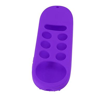 Imagem de Capa de controle remoto de silicone para Chromecast com TV, à prova de choque leve para a pele, com cordão, para fácil aderência e acesso total aos botões (conjunto roxo)
