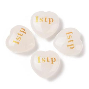 Imagem de Estatuetas MBTI com cristal de quartzo natural, gravação, coração, estátuas, palavras, cristais de cura, presentes para decoração de mesa de escritório em casa, 30 x 30 x 12,5 ~ 13 mm