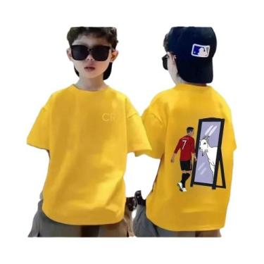 Imagem de Camiseta De Algodão Respirável Para Meninos Verão CR7 Estampa Legal Mo