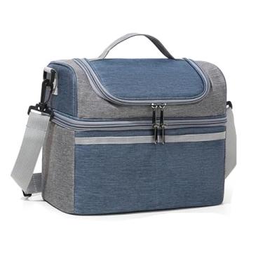 Imagem de Lancheira natural orgânica para adultos, lancheira isolada, grande compartimento duplo, lancheira, refrigeradores, tecido Oxford leve, impermeável, lancheira para trabalho, piquenique, viagens, ao ar