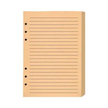 Imagem de Caderno A5 Com 6 Furos, 100 Folhas, Cor Kraft, Linhas Horizontais, Pla