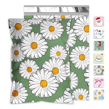 Imagem de JinRuiKJ Envelopes de poliéster de crisântemo 25 x 33 cm, 100 peças - Envelopes resistentes à prova de rasgos - Sacos de envio à prova d'água para pequenas empresas e boutique