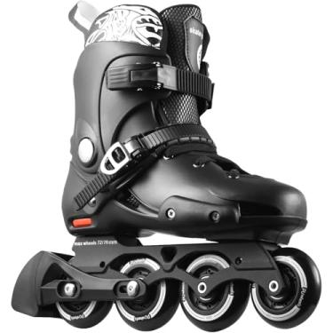 Imagem de Patins em linha para homens e mulheres, adulto 4 rodas velocidade patins em linha lâminas profissionais ao ar livre, alto desempenho fitness corrida agressivo patins em linha preto-branco (preto