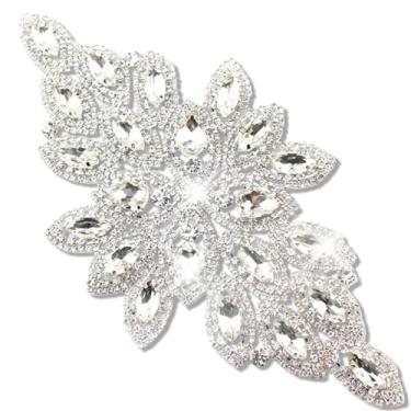Imagem de PEARLY JUN Aplique de strass aplique de cristal DIY frisado acabamento brilhante roupas de costura para cinto de casamento artesanato vestidos decoração vestidos enfeites (YH Z001-prata)