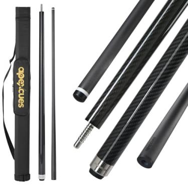 Imagem de apexcues Taça de piscina de fibra de carbono - V 12,5 mm ponta 3/8x8 pinos 58'' 595.3 g sistema de peso ajustável taco de bilhar eixo de baixa deflexão com padrão de fibra de carbono