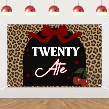 Imagem de Pano de fundo Twenty Ate Cheetah Cherry Decorações de festa de aniversário de 28 anos para mulheres, estampa de leopardo, laço vermelho, fundo fotográfico para safári, animais selvagens, artigos de