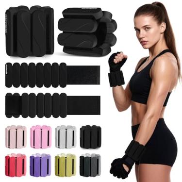 Imagem de Pesos de pulso – Pesos de pulso para mulheres e homens – Conjunto de pulseiras ponderadas ajustáveis (500 g cada) | Pesos de braço e perna para ioga, pilates, corrida e caminhada (preto, 900 kg)