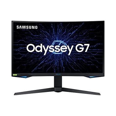 Imagem de Monitor Gamer Curvo Samsung Odyssey 27" WQHD, 240Hz, 1ms, HDMI, Display Port, USB, compatível com G-sync, Freesync Premium Pro, com ajuste de altura, preto, série G7