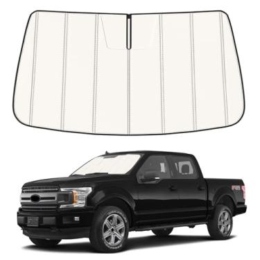 Imagem de Para-brisa para Ford F150 2015-2020, acessórios de viseira de janela frontal, design dobrável sanfonado bloqueia calor e raios UV mantêm o interior fresco e economizam espaço
